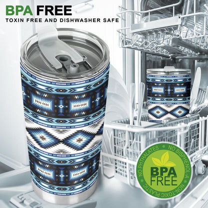 Navajo Dark Blue Print Pattern Tumbler