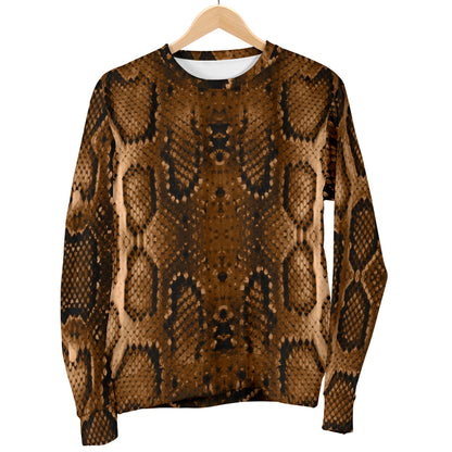 Snake Skin Brown Print Women Long Sleeve Sweatshirt