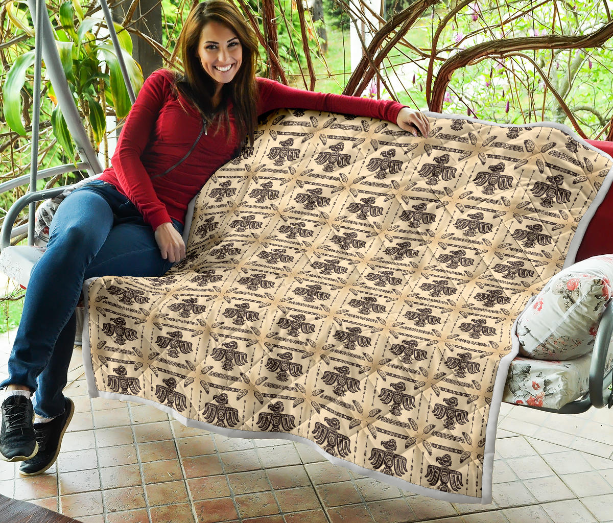 Native American Themed Design Print Quilt Bedspread