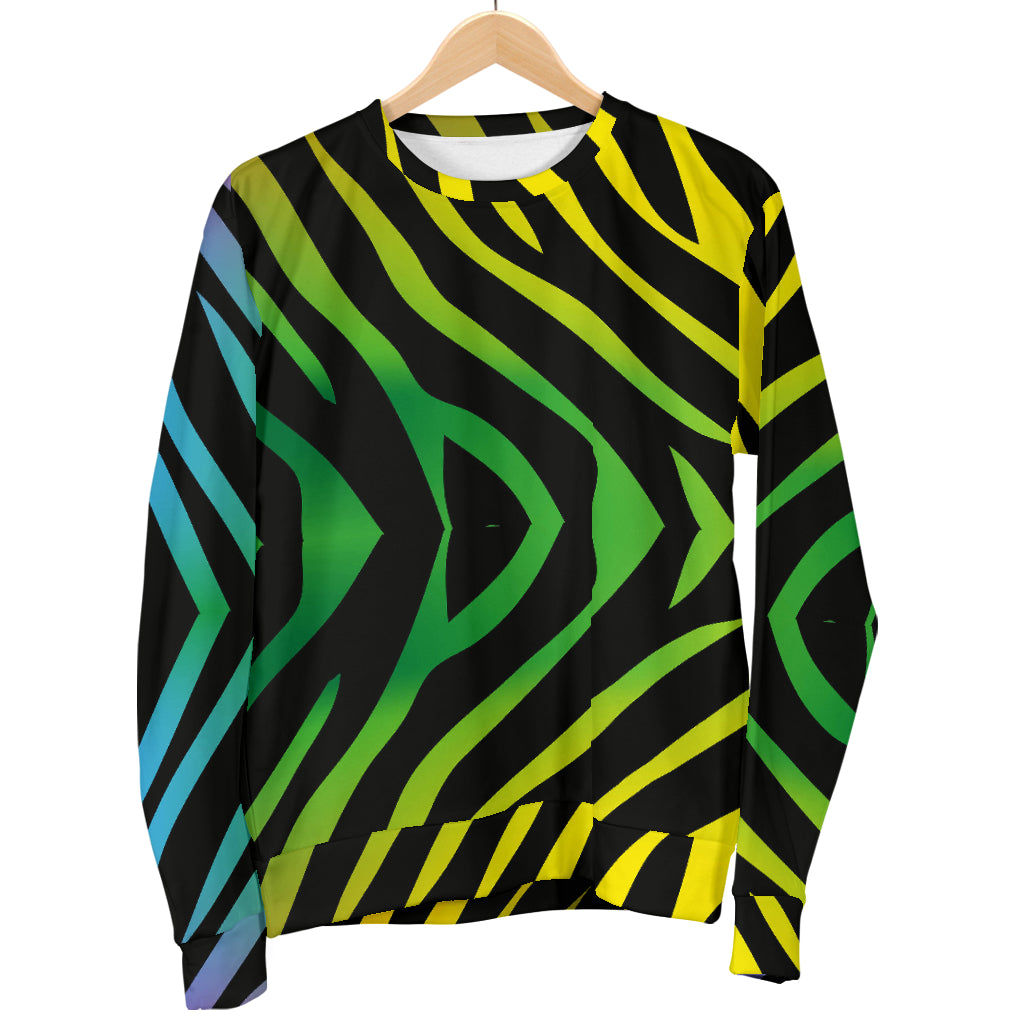Rainbow Zebra Themed Print Women Long Sleeve Sweatshirt
