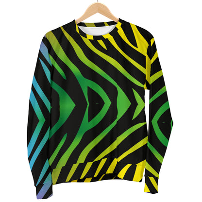 Rainbow Zebra Themed Print Women Long Sleeve Sweatshirt