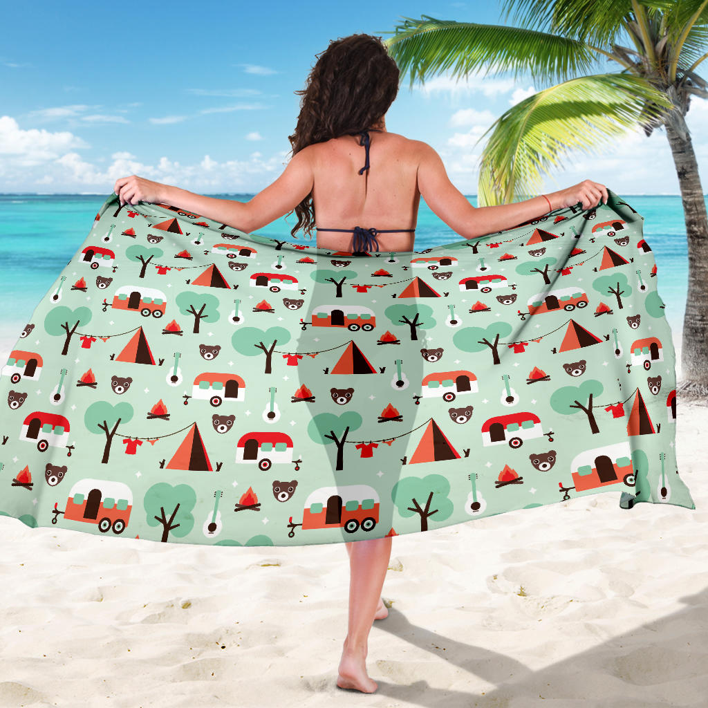Camper Tent Pattern Print Design 01 Sarong Pareo Wrap
