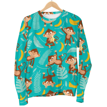 Monkey Happy Design Themed Print Women Long Sleeve Sweatshirt