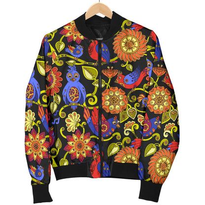 Steampunk Bird Design Themed Print Men Bomber Jacket