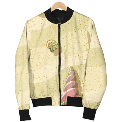 Beach with Seashell Theme Men Bomber Jacket