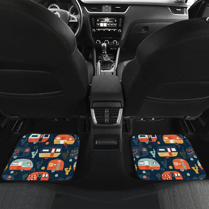 Camper Caravan Print Pattern Car Floor Mats Front Back