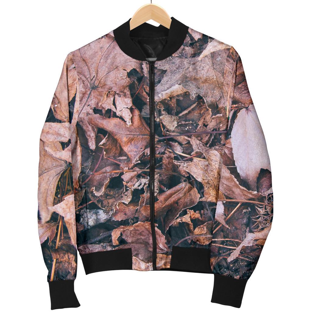 Camouflage Realistic Tree Leaf Print Men Bomber Jacket