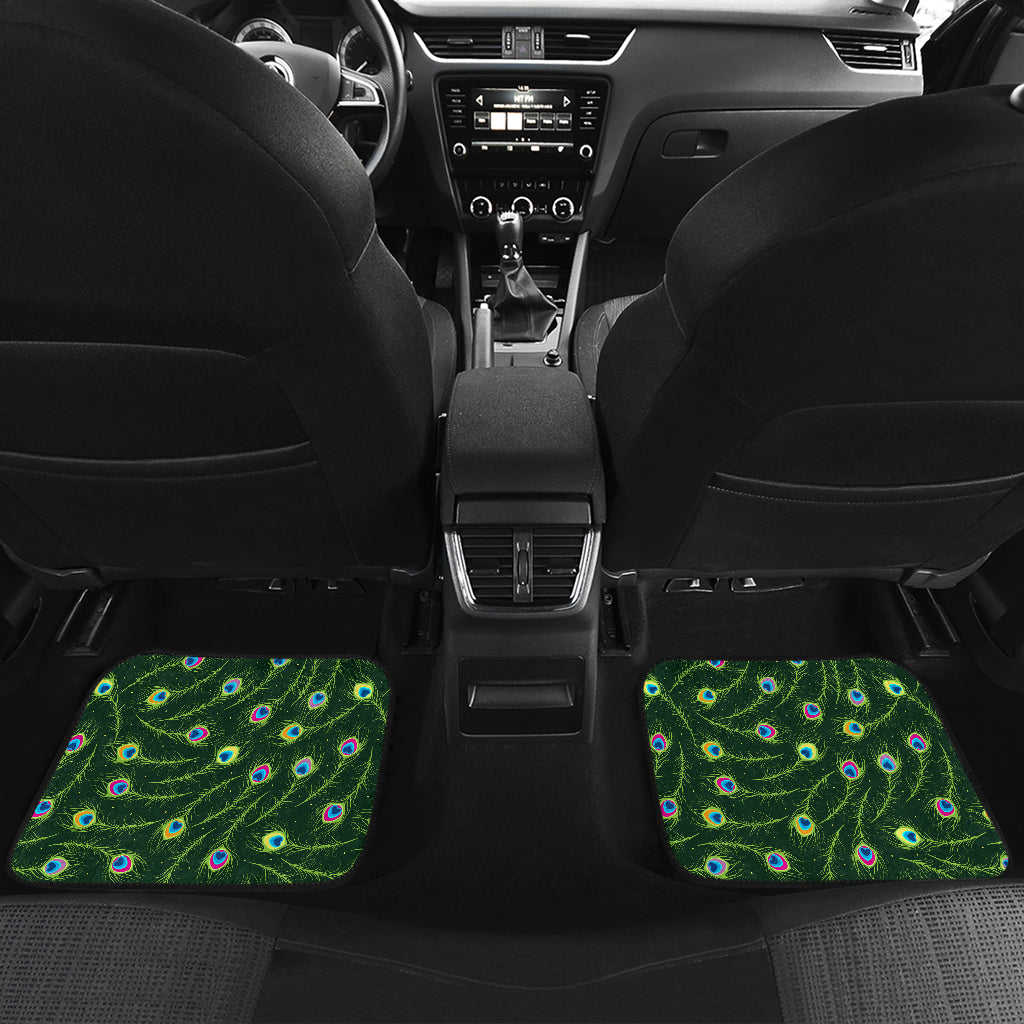 Peacock Feather Green Design Print Car Floor Mats Front Back
