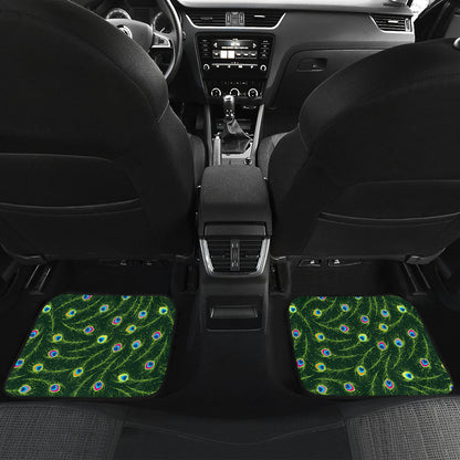 Peacock Feather Green Design Print Car Floor Mats Front Back