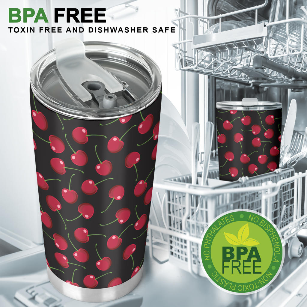 Cherry Black Background Tumbler
