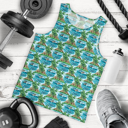 Palm Tree Hawaiian Themed Design Print Men Tank Top