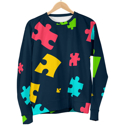 Autism Awareness Colorful Design Print Men Long Sleeve Sweatshirt