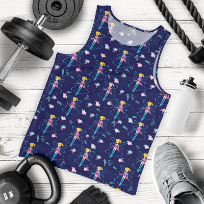 Fairy Cartoon Style Print Pattern Men Tank Top