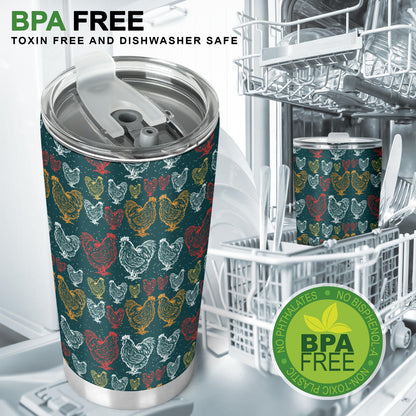 Rooster Hand Draw Design Tumbler