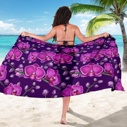 Orchid Pattern Print Design A03 Sarong Pareo Wrap