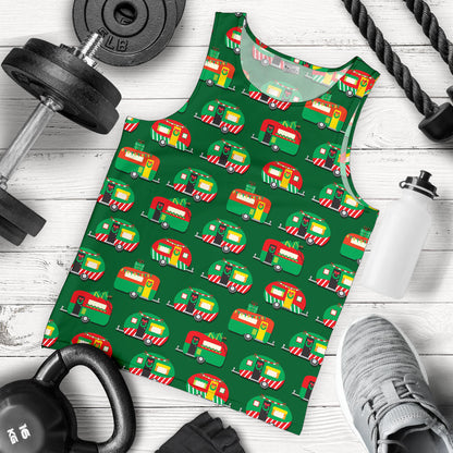 Camper Camping Christmas Themed Print Men Tank Top