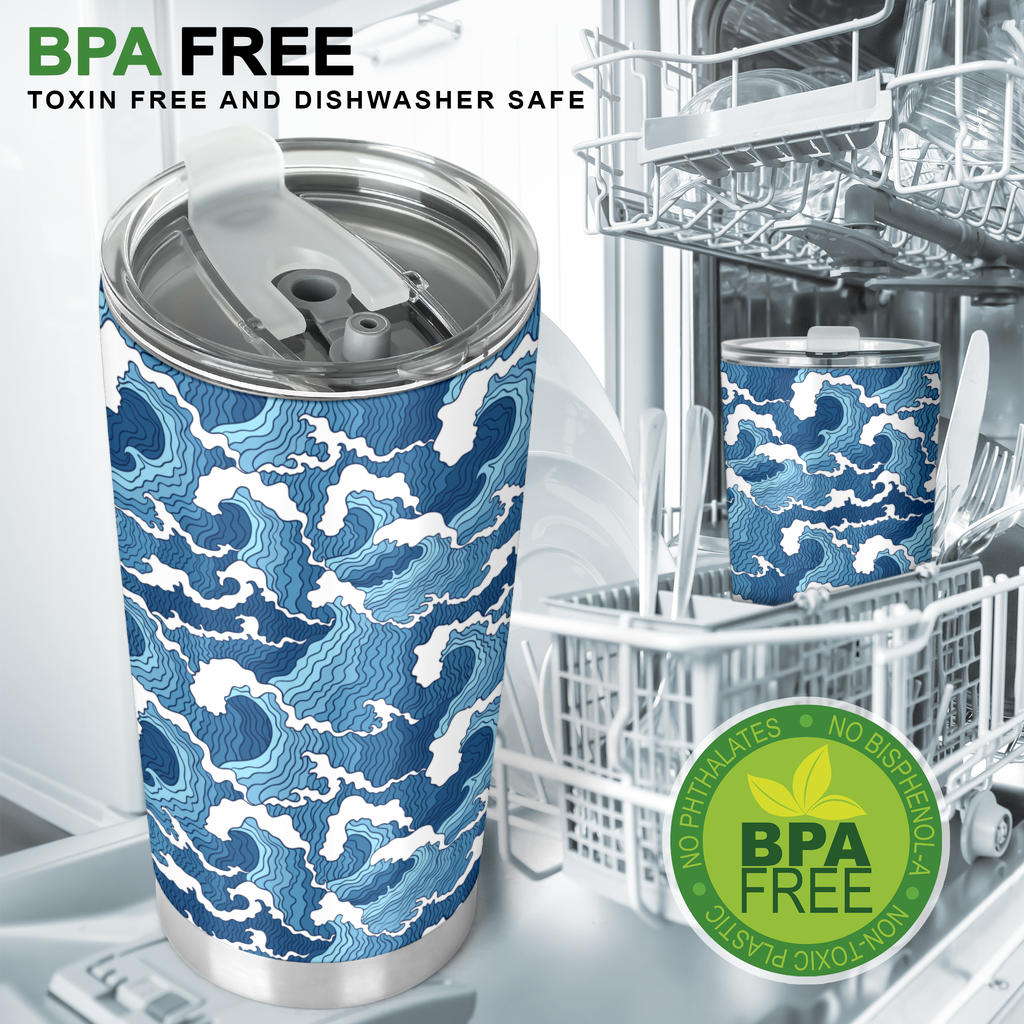 Wave Themed Pattern Print Tumbler
