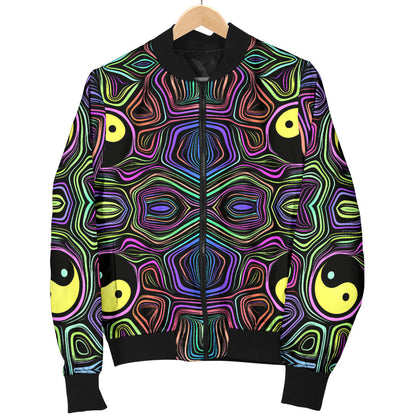 Yin Yang Neon Color Design Print Men Bomber Jacket