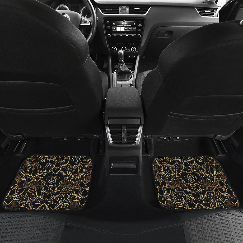 Lotus Gold Mandala Design Themed Car Floor Mats Front Back