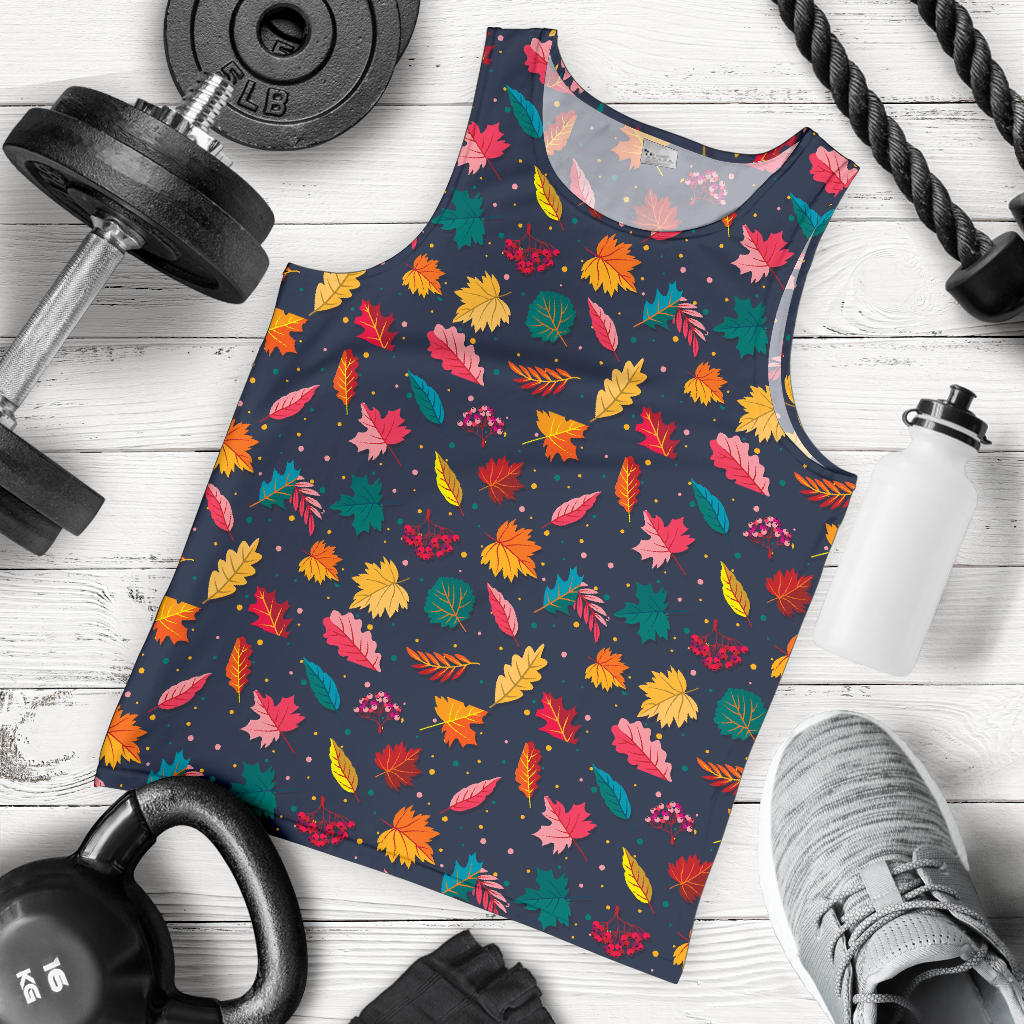 Elm Leave Colorful Print Pattern Men Tank Top