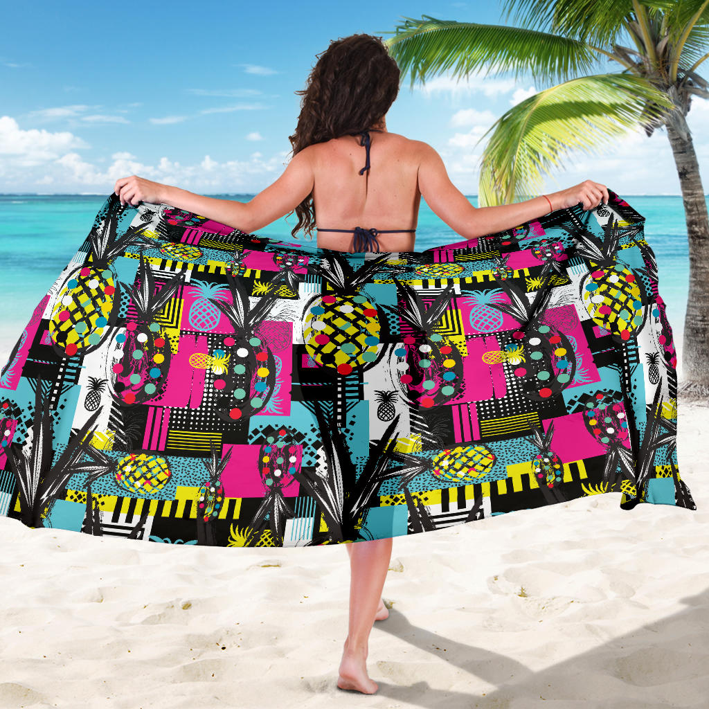 Pop Art Pineapple Pattern Print Design A02 Sarong Pareo Wrap