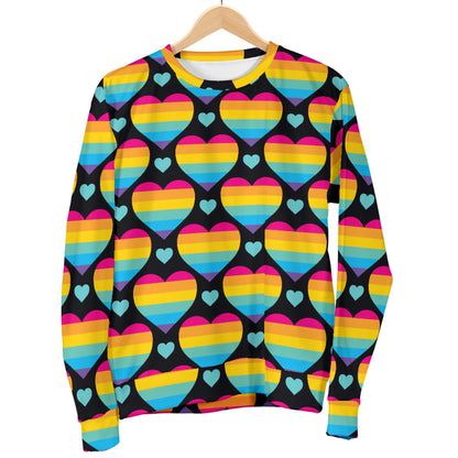 Rainbow Heart Print Pattern Women Long Sleeve Sweatshirt
