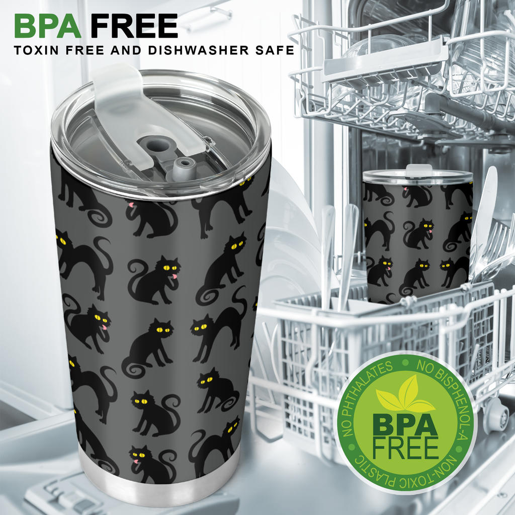 Black Cat Cute Print Pattern Tumbler