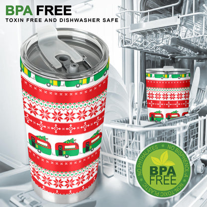Camper Camping Ugly Christmas Design Print Tumbler