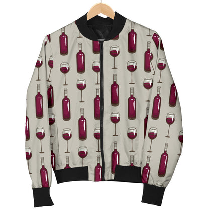 Wine Bottle Pattern Print Men Bomber Jacket