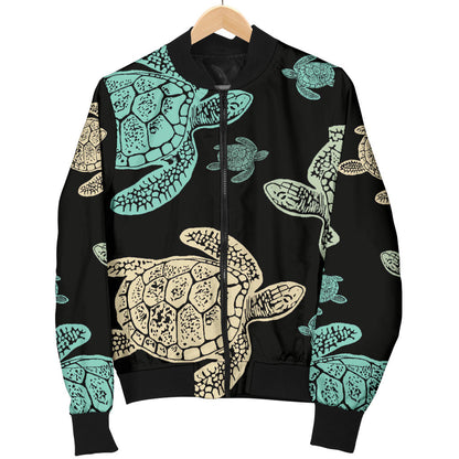 Sea Turtle Stamp Pattern Men Bomber Jacket