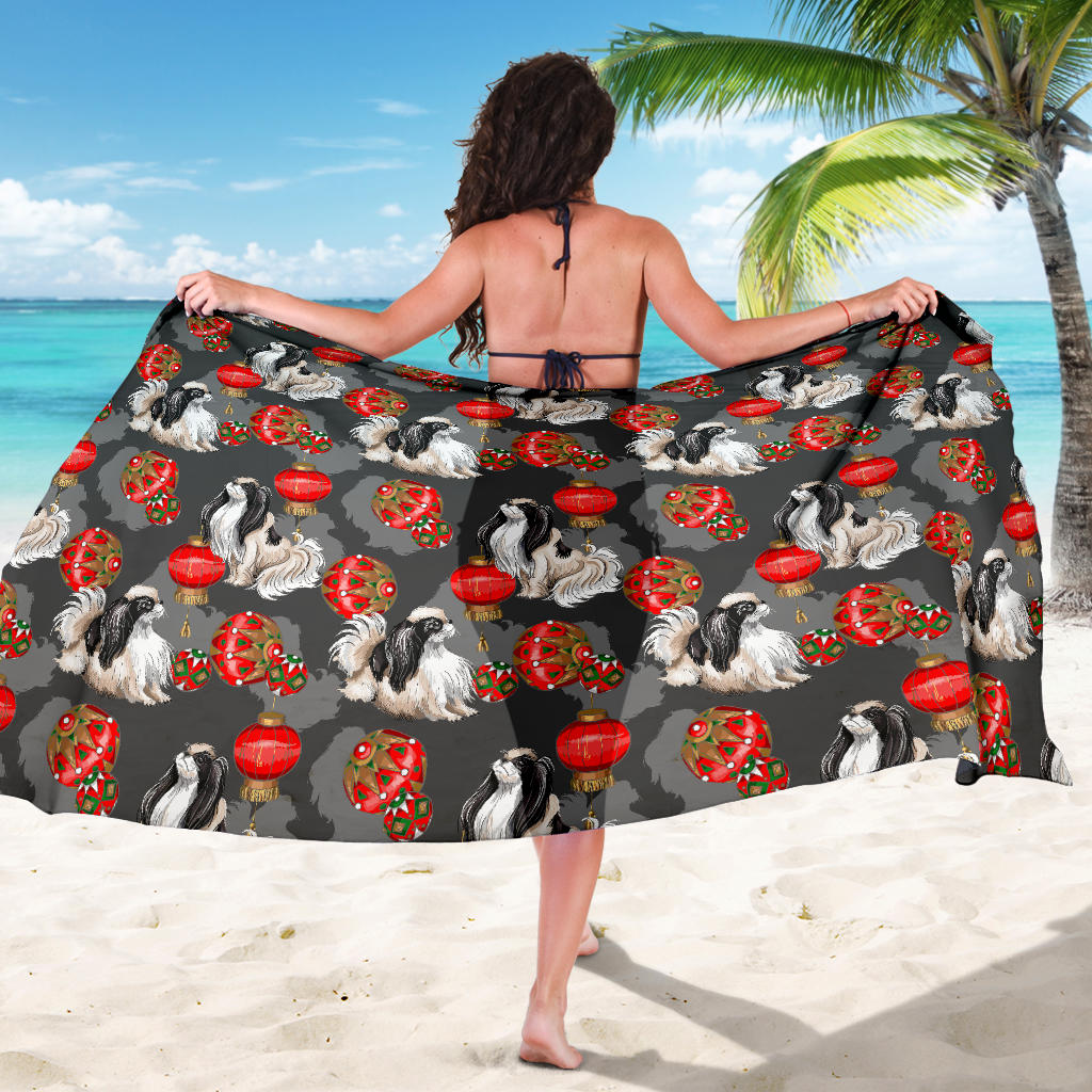 Japanese Chin Pattern Print Design 02 Sarong Pareo Wrap