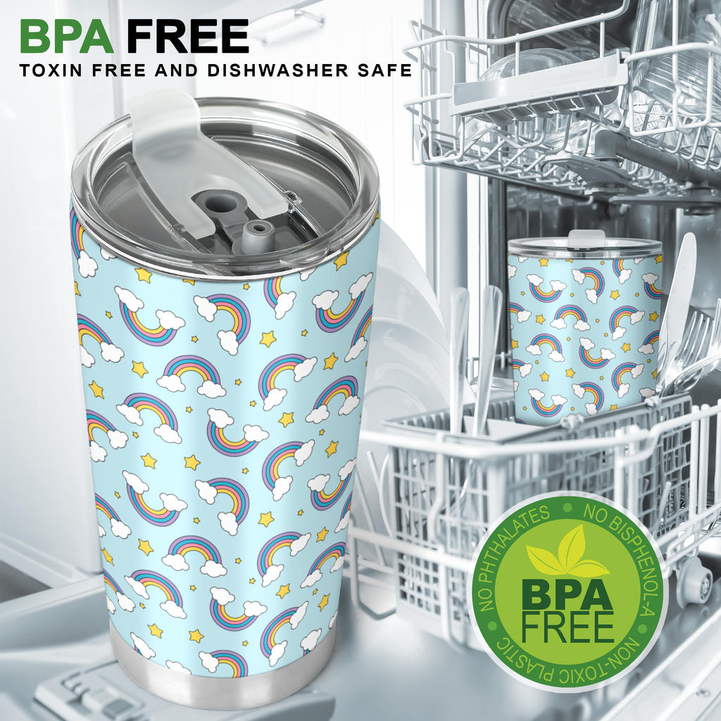 Rainbow Cloud Print Pattern Tumbler