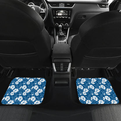 Hibiscus Blue Flower Hawaiian Print Car Floor Mats Front Back