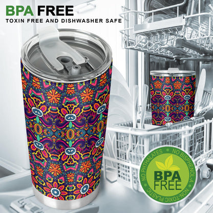 Ethnic Flower Style Print Pattern Tumbler