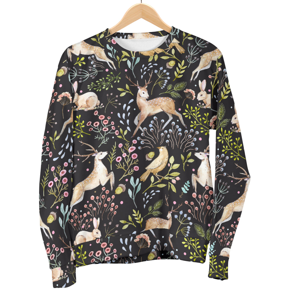 Deer Floral Jungle Women Long Sleeve Sweatshirt