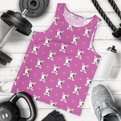 Bull Terrier Happy Print Pattern Men Tank Top