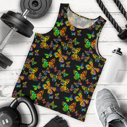 Butterfly Neon Color Print Pattern Men Tank Top