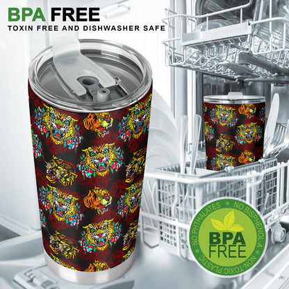 Tattoo Tiger Colorful Design Tumbler
