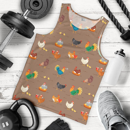 Chicken Happy Print Pattern Men Tank Top