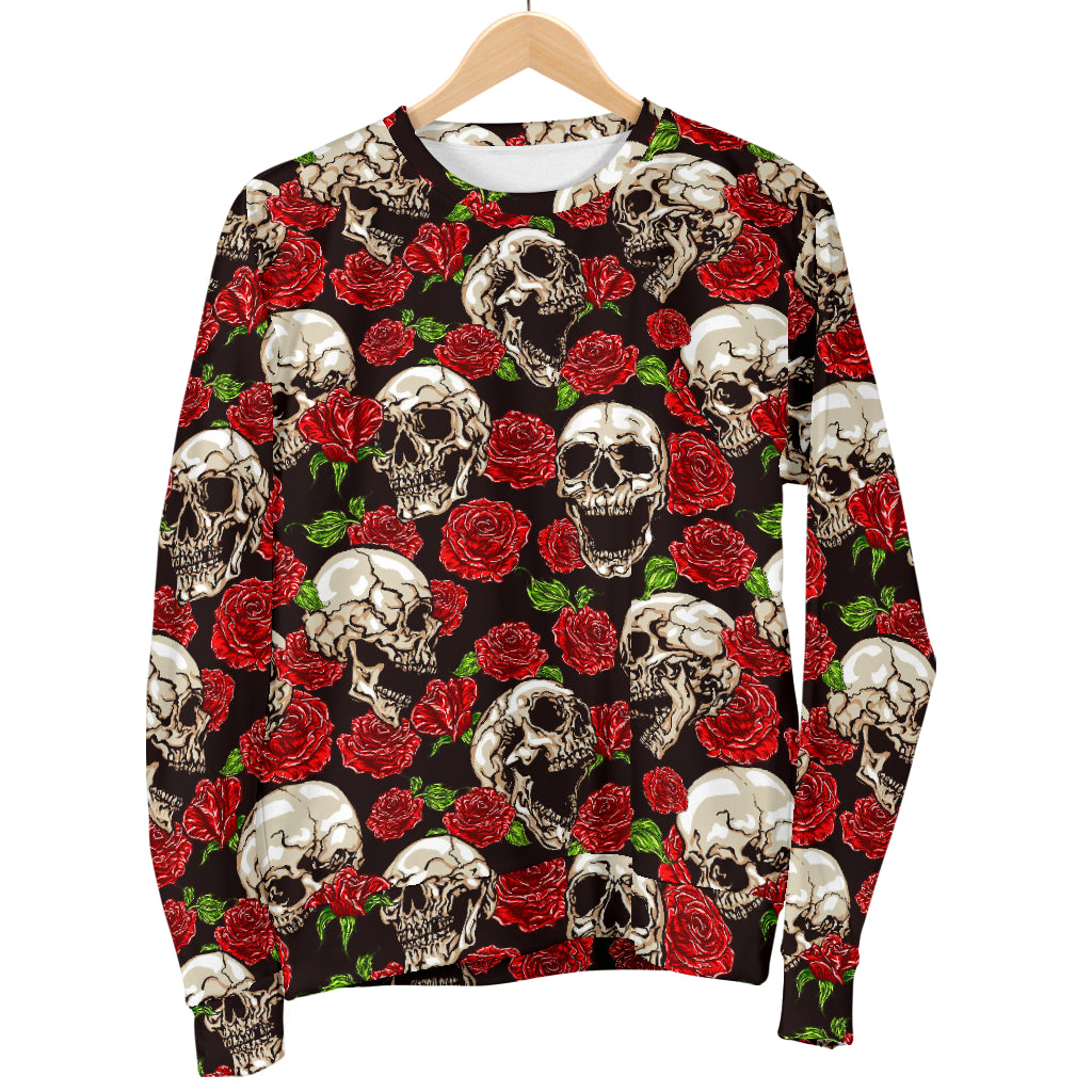 Skull Roses Design Themed Print Women Long Sleeve Sweatshirt