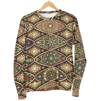 Mandala Motif Themed Design Print Women Long Sleeve Sweatshirt