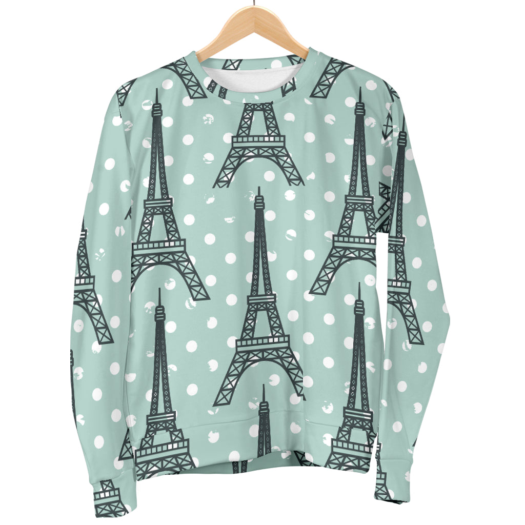 Eiffel Tower Polka Dot Print Men Long Sleeve Sweatshirt