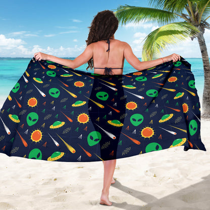 Alien UFO Pattern Print Design 05 Sarong Pareo Wrap