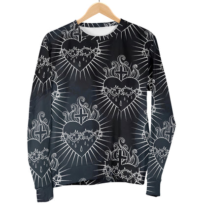 Christian Heart Tattoo Style Women Long Sleeve Sweatshirt
