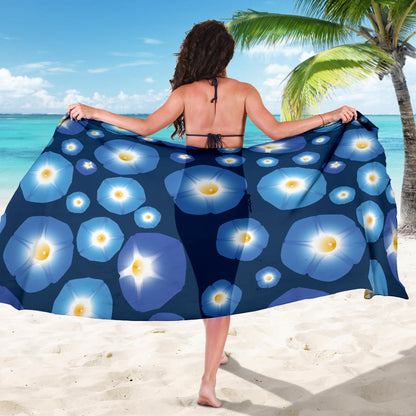 Morning Glory Pattern Print Design 02 Sarong Pareo Wrap