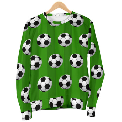 Soccer Ball Green Backgrpund Print Men Long Sleeve Sweatshirt