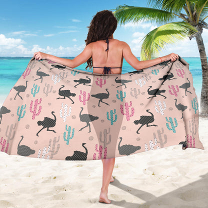 Ostrich Pattern Print Design 03 Sarong Pareo Wrap