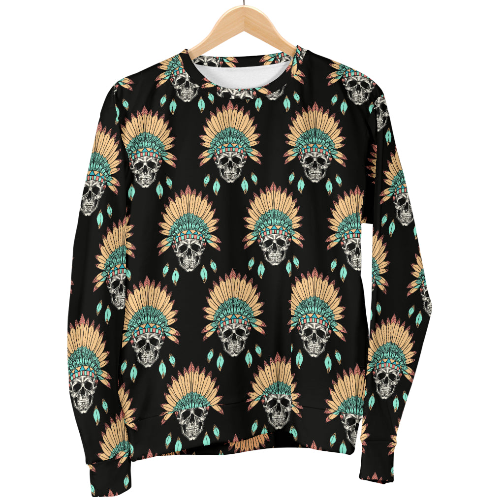American indian Skull Pattern Men Long Sleeve Sweatshirt