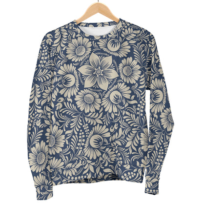 Elegant Floral Print Pattern Women Long Sleeve Sweatshirt