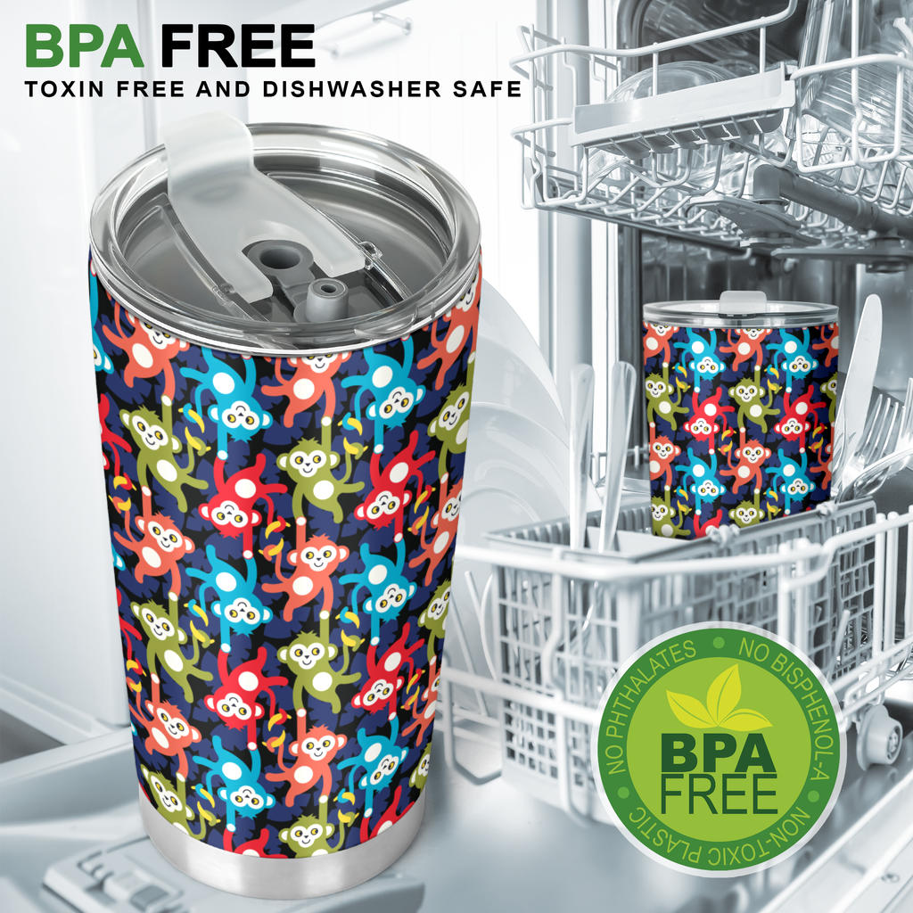 Monkey Colorful Design Themed Print Tumbler